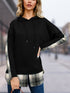 'Lireal' Split Colour Plaid Long Sleeve Hoodie - Celes Fashion